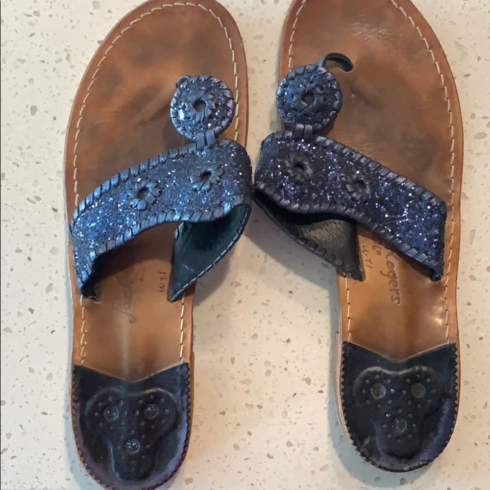 Navy glitter Jack Rogers sandals